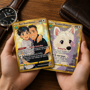 Custom Father Son Card, Personalized Dad and Son Portrait, Trading Card Gift for Father s Day, Family Keepsake