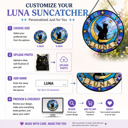 Angel Cat Memorial Stained-Glass Suncatcher – Personalized Name - Personalized Suncatcher Stained Glass 61f52691-419b-4754-9a71-90c02a85d31a.jpg