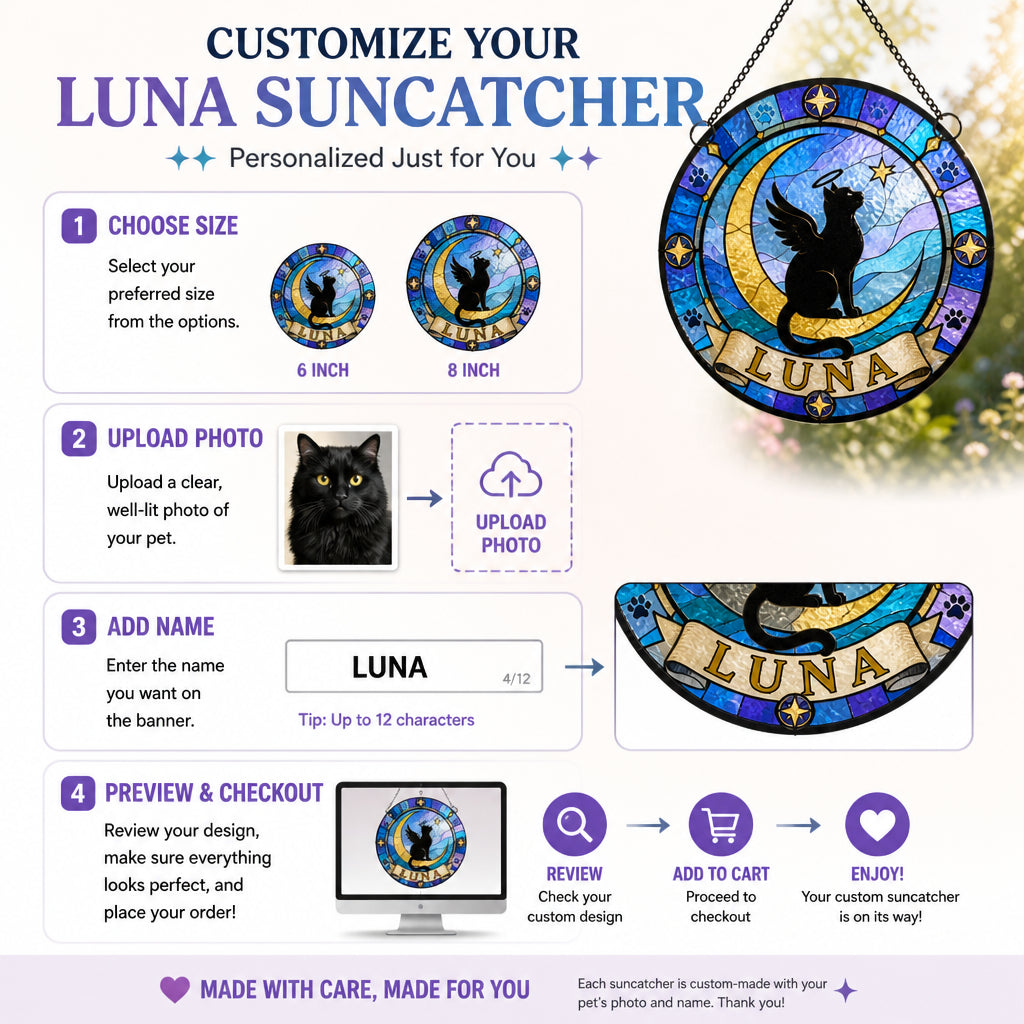 Angel Cat Memorial Stained-Glass Suncatcher – Personalized Name - Personalized Suncatcher Stained Glass 61f52691-419b-4754-9a71-90c02a85d31a.jpg