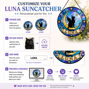 Angel Cat Memorial Stained-Glass Suncatcher – Personalized Name - Personalized Suncatcher Stained Glass 61f52691-419b-4754-9a71-90c02a85d31a.jpg