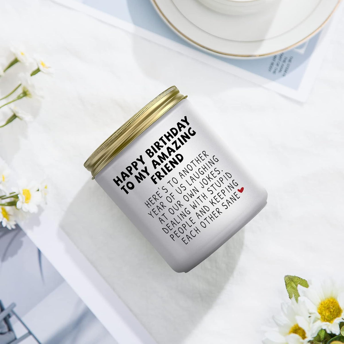 Happy Birthday Gifts for Women - Funny Best Friend Friendship Gifts for Women Friends, Birthday Gifts for Best Friend Bestie BFF Coworker Classmate Women, Lavender Candle Gifts