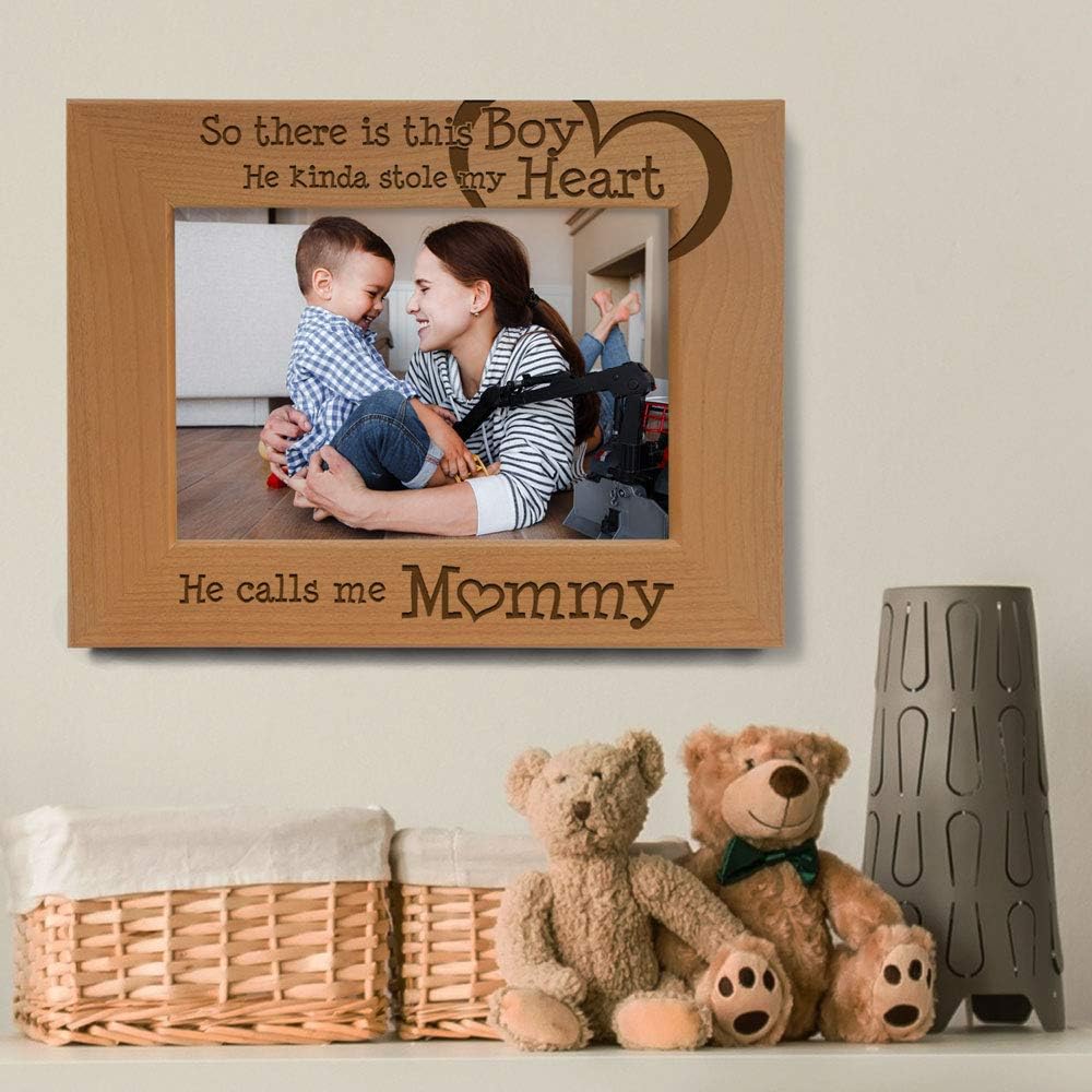 So There is This Boy He Calls me Mommy - Natural Engraved Wood Photo Frame Mother and Son Gifts, Mother's Day, Best Mom Ever, New Baby
