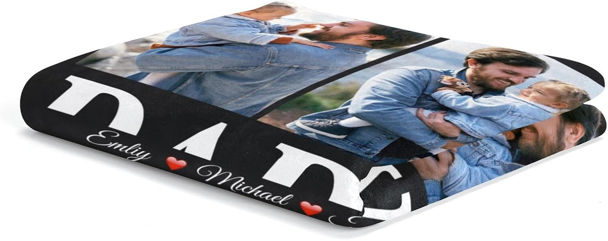 Fathers Day Personalized Gifts for Dad from Daughter Son Gifts for Dad Custom Blankets with Photo, Personalized Photo Blankets Customized Blanket with Picture