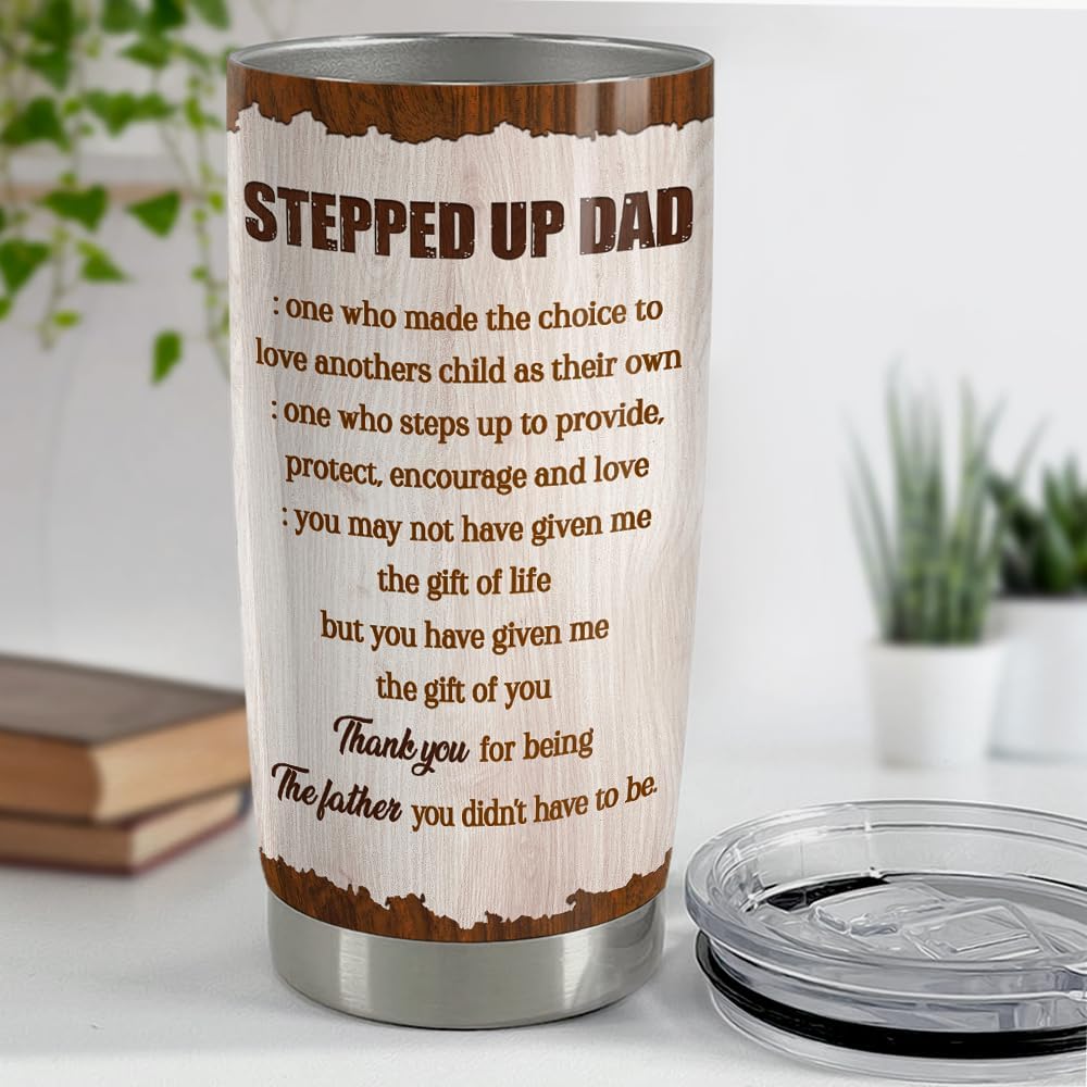 Step Dad Gifts Tumbler 20oz 30oz Travel Mug Cup Gift for Bonus Dad Stepfather Stepdad Gift from Step Daughter Son personalized tumbler for step dad bonus dad for father's day