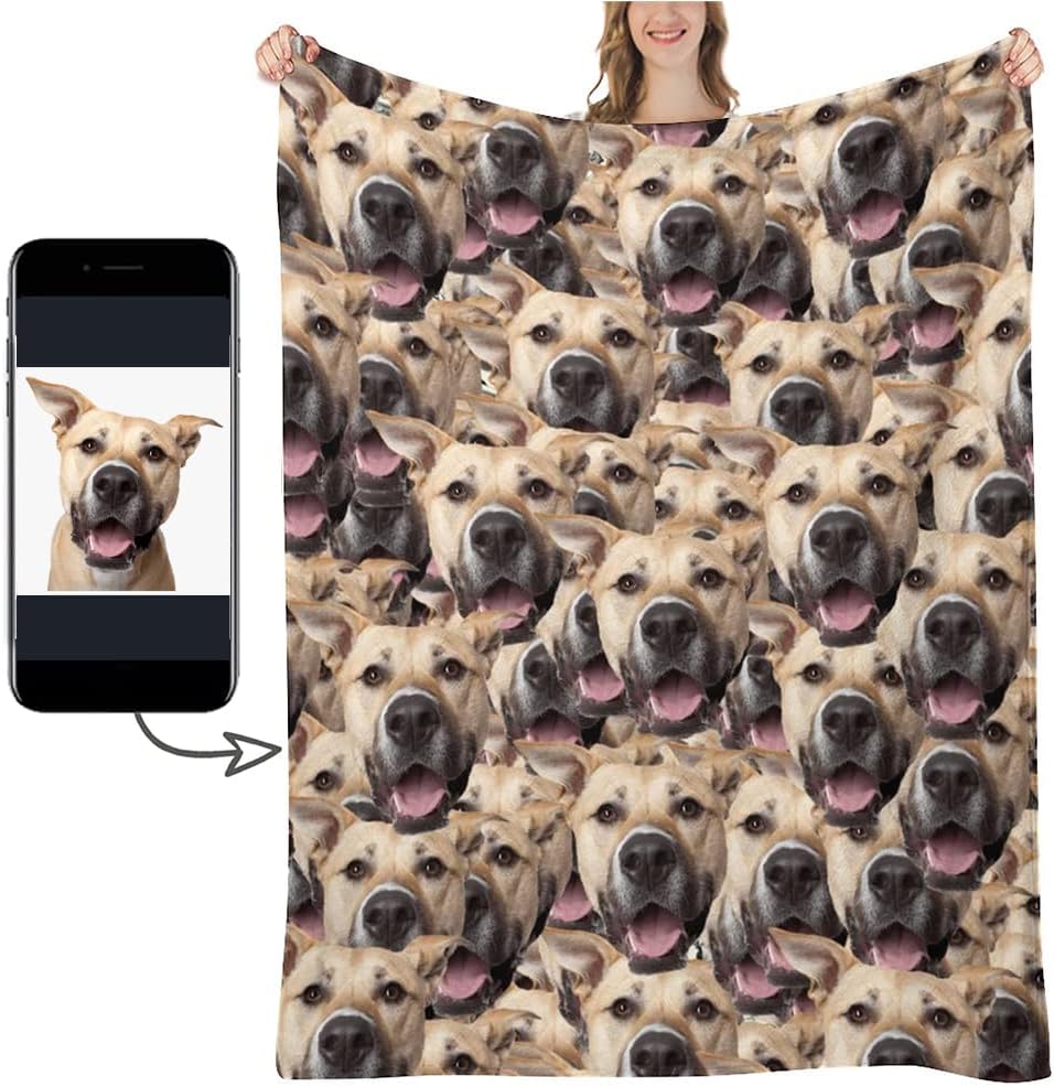 Custom Blankets with Pets Photos Personalized Funny Dog Cat Pattern Novelty Throw Blanket Decorated Print On Super Soft Plush Customized Blanket for Couch, Bed, Sofa Warm and Cozy for All Seasons