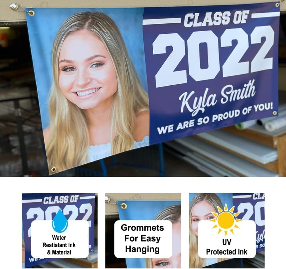 Class of 2025 Graduation Vinyl Banner Personalized Sign, Customizable School Colors, Custom Photo Graduation Gift Graduation Decoration