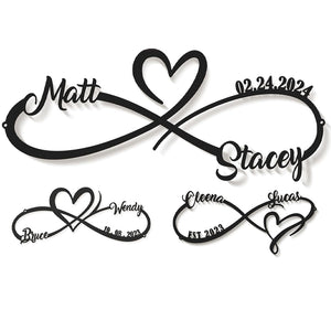 Personalized Anniversary Wedding Gifts for Couples 2025, Customized Metal Infinity Signs with Names & Date, Love Heart Unique Wall Art for Newlyweds Valentines