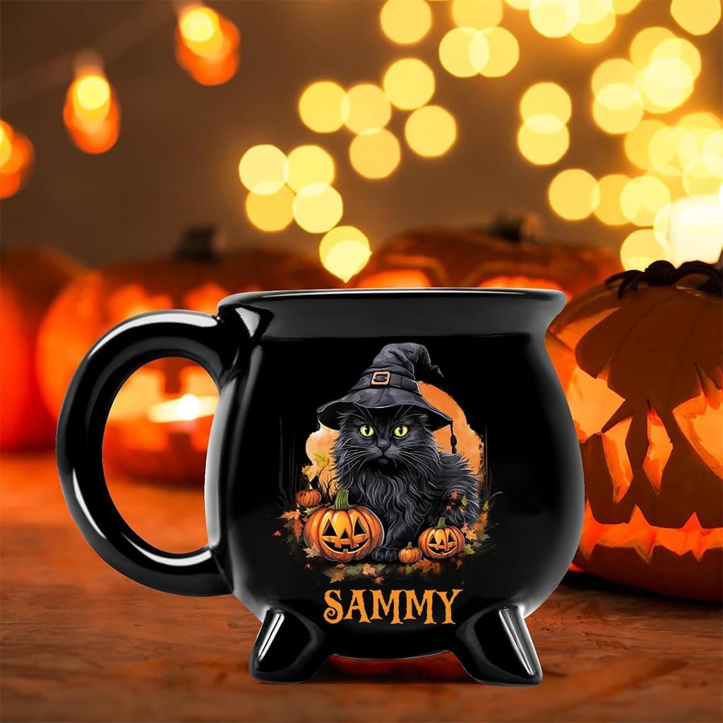Custom Ceramic Cauldron Coffee Mug, Witches Brew - Personalized Witch Cauldron Mug, Personalized Halloween Witchy Gifts For Bestie, Sisters, BFF, Family, Yourself