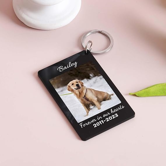 Personalized Pet Memorial Keychain, Custom Pet Keychain, Personalized Dog Cat Memorial Gift, Pet Lover Pet Loss Gifts
