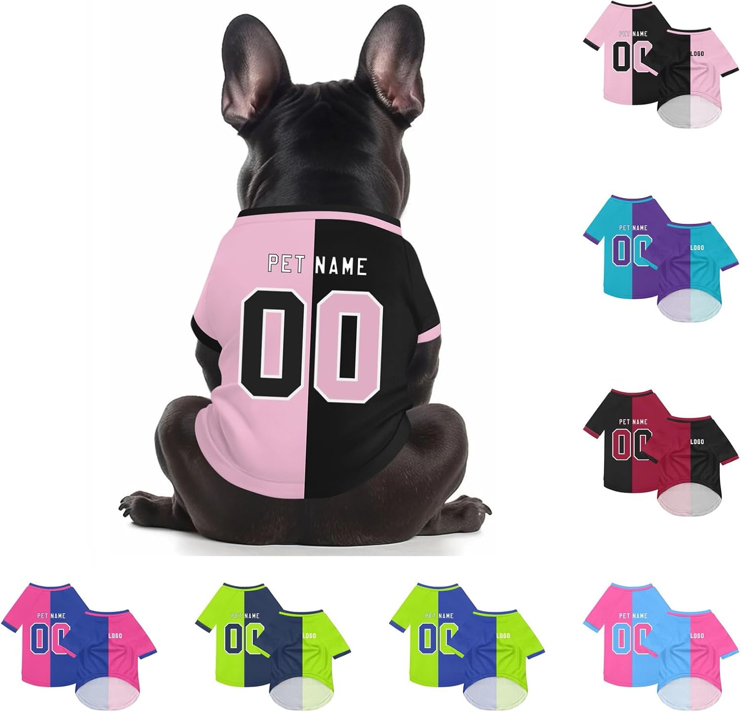 Personalized Dog Sweatshirts, Custom Jersey Style Shirts for Pets with Name/Number/Logo, Lightweight Pet Clothing for Small and Medium Dogs