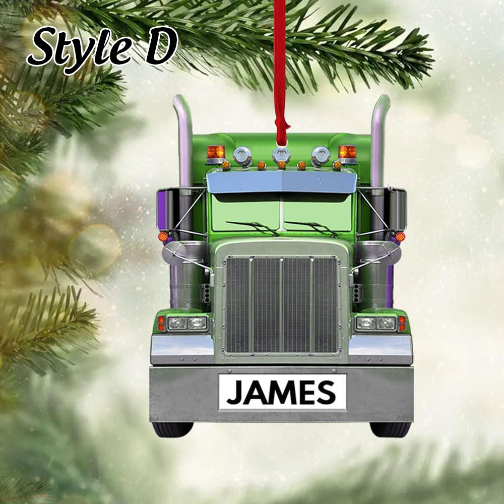 Personalized Christmas Ornament, Christmas Gift for Trucker, Truck Car Vehicle Christmas Ornament, Truck Ornament with Custom Name, Truck Christmas Ornament, Car Hanging Gifts