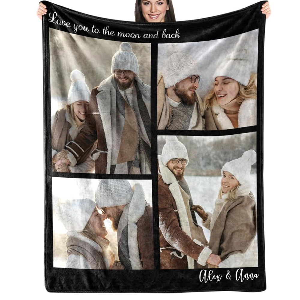 Custom Blanket with Picture Text Customized Fleece Photo Blanket for Couples Gifts Personalized Blankets and Throws Christmas Birthday Gifts for Boyfriend Girlfriend