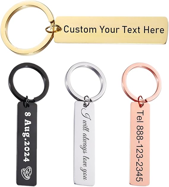 Customized Double Sided Keychain - Personalized Engraved Text/Number/Name Keychain, Custom Key chain Gift for Boyfriend