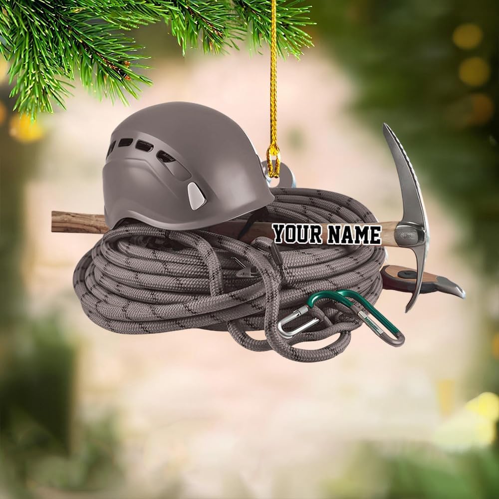 Personalized Climbing Gear Ornament, Custom Rock Climbing Gift, Acrylic Rock Climber Ornament Xmas Tree Decor, Mountaineer Christmas Decor, Adventure Lover Present, Hiker Gift