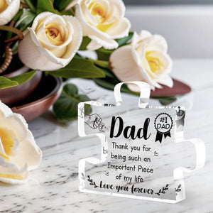 Gifts for Dad - Delicate Dad Birthday Gifts from Daughter Son - Engraved Acrylic Block Puzzle Piece Decorations Thanksgiving Christmas Birthday Gifts for Dad, Ideas