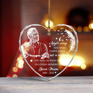 Personalized Memorial Glass Ornament, Engraved Photo Ornaments, Loss of Father, Dad Mom Loss Ornament, Remembrance Gift, Crystal Christmas Decor