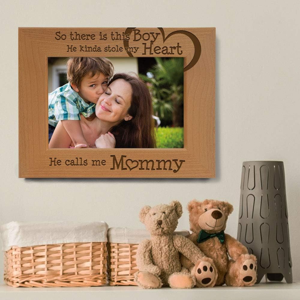 So There is This Boy He Calls me Mommy - Natural Engraved Wood Photo Frame Mother and Son Gifts, Mother's Day, Best Mom Ever, New Baby