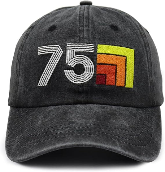 40th 50th 60th 70th 80th 90th Hats for Men Women,Vintage Adjustable Cotton Embroidered Baseball Cap