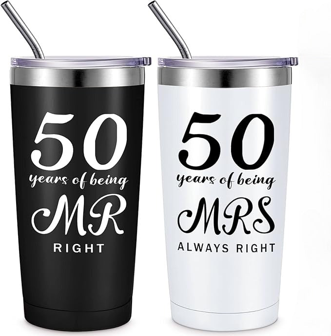 Mr. Right Mrs. Always Right Travel Tumbler Wedding Engagement Anniversary Travel Mug for Husband Wife Newlywed Couples Bride Groom Anniversary