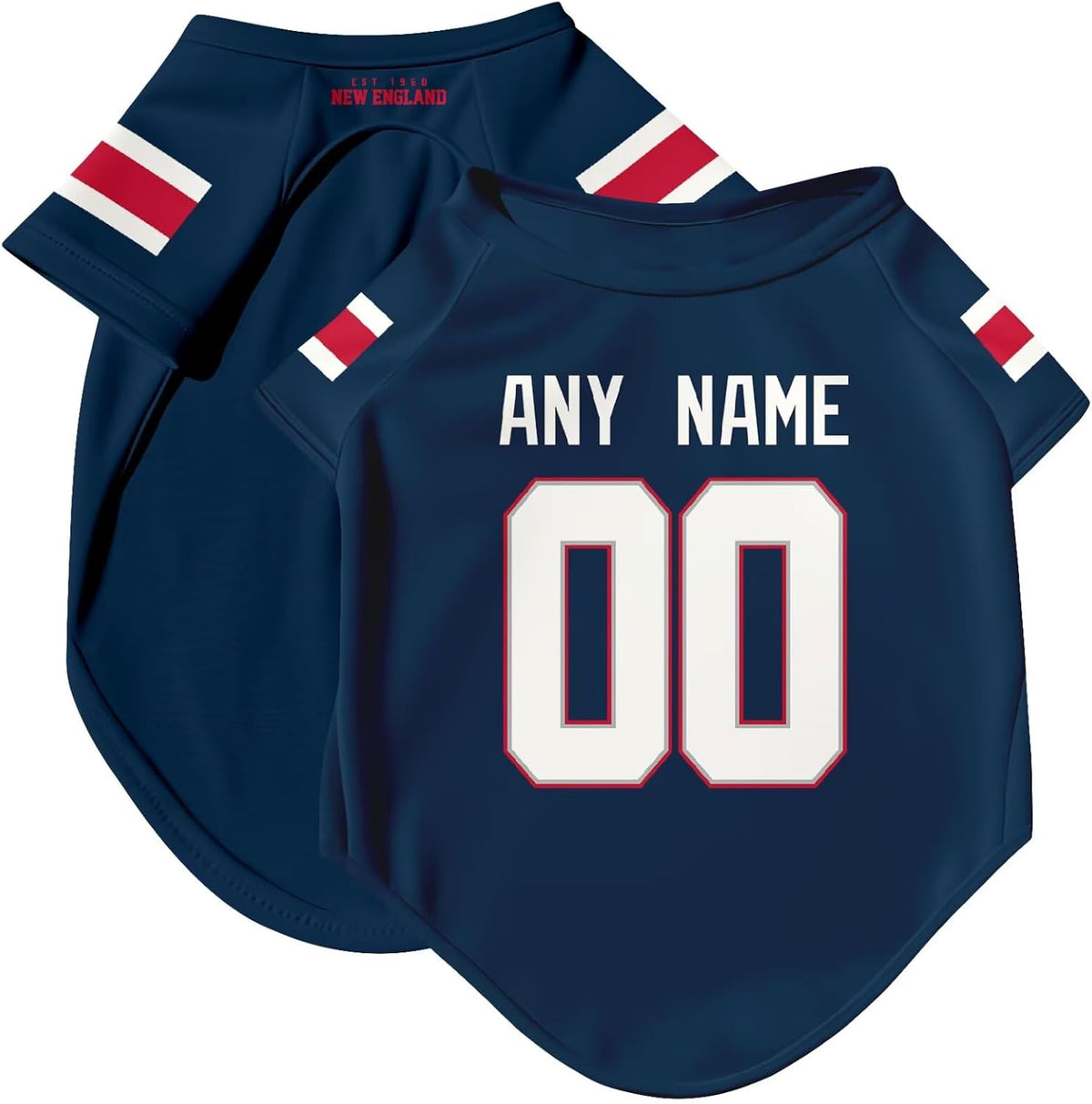 New England Dog T-Shirt Jersey Style Pet Clothes Custom Name and Number Gifts