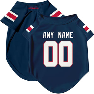 New England Dog T-Shirt Jersey Style Pet Clothes Custom Name and Number Gifts