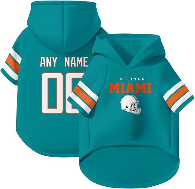 Miami Dog Hoodie T-Shirt Pet Clothes Jersey Custom Name and Number Gifts