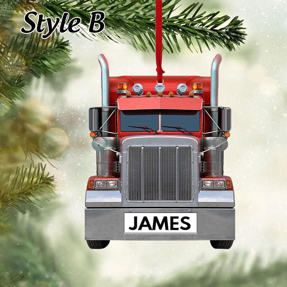 Personalized Christmas Ornament, Christmas Gift for Trucker, Truck Car Vehicle Christmas Ornament, Truck Ornament with Custom Name, Truck Christmas Ornament, Car Hanging Gifts