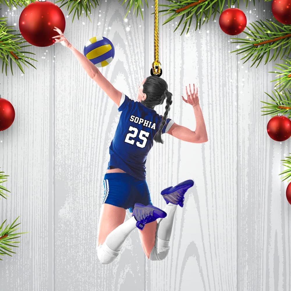 Personalized Volleyball Player Acrylic Shape Flat Ornament - Gifts for Volleyball Lovers, Players, Friends - Christmas Tree Decor