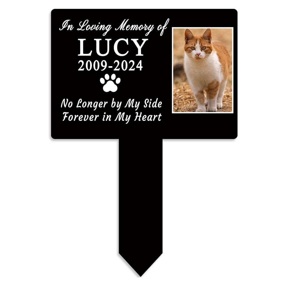Personalized Cat Memorial Picture Grave Marker Stake Custom Pet Markers for Graves Cat Sign Pet Loss Sympathy Gift Cat Photo Tombstones for Graves Outdoor Animal Grave Markers Plaques