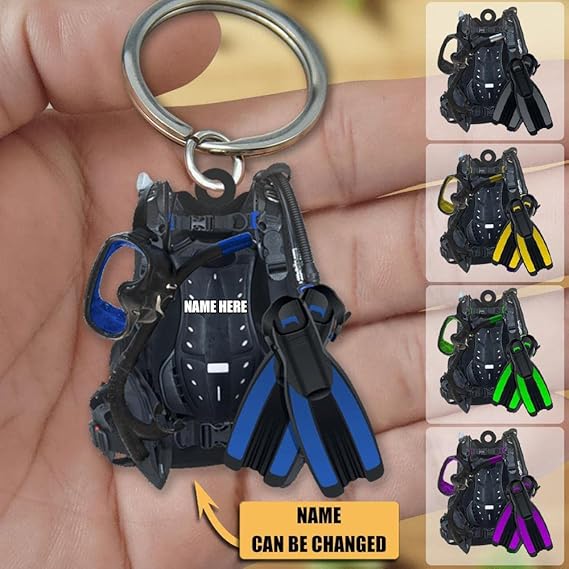 Scuba Diving Scuba Gear - Personalized Flat Acrylic Keychain, Personalized Scuba Diving Acrylic Keychain, Custom Scuba Diving Gifts Keychain, Gift For Scuba Diving Lover