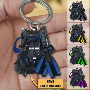 Scuba Diving Scuba Gear - Personalized Flat Acrylic Keychain, Personalized Scuba Diving Acrylic Keychain, Custom Scuba Diving Gifts Keychain, Gift For Scuba Diving Lover