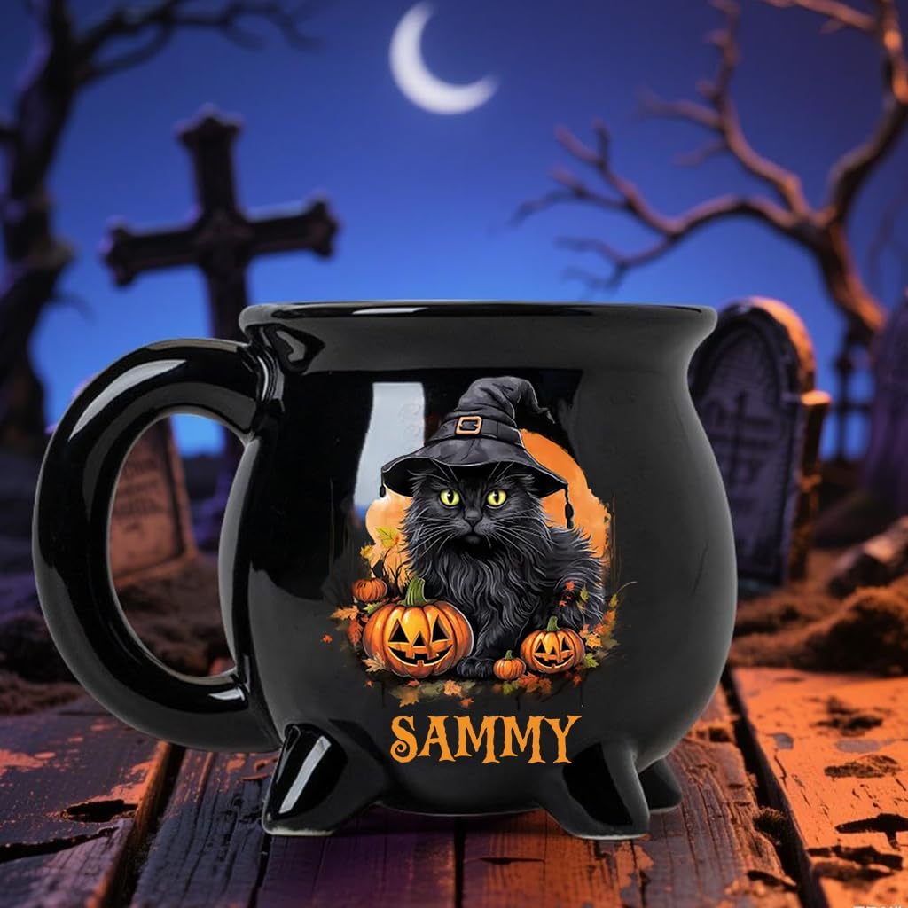 Custom Ceramic Cauldron Coffee Mug, Witches Brew - Personalized Witch Cauldron Mug, Personalized Halloween Witchy Gifts For Bestie, Sisters, BFF, Family, Yourself