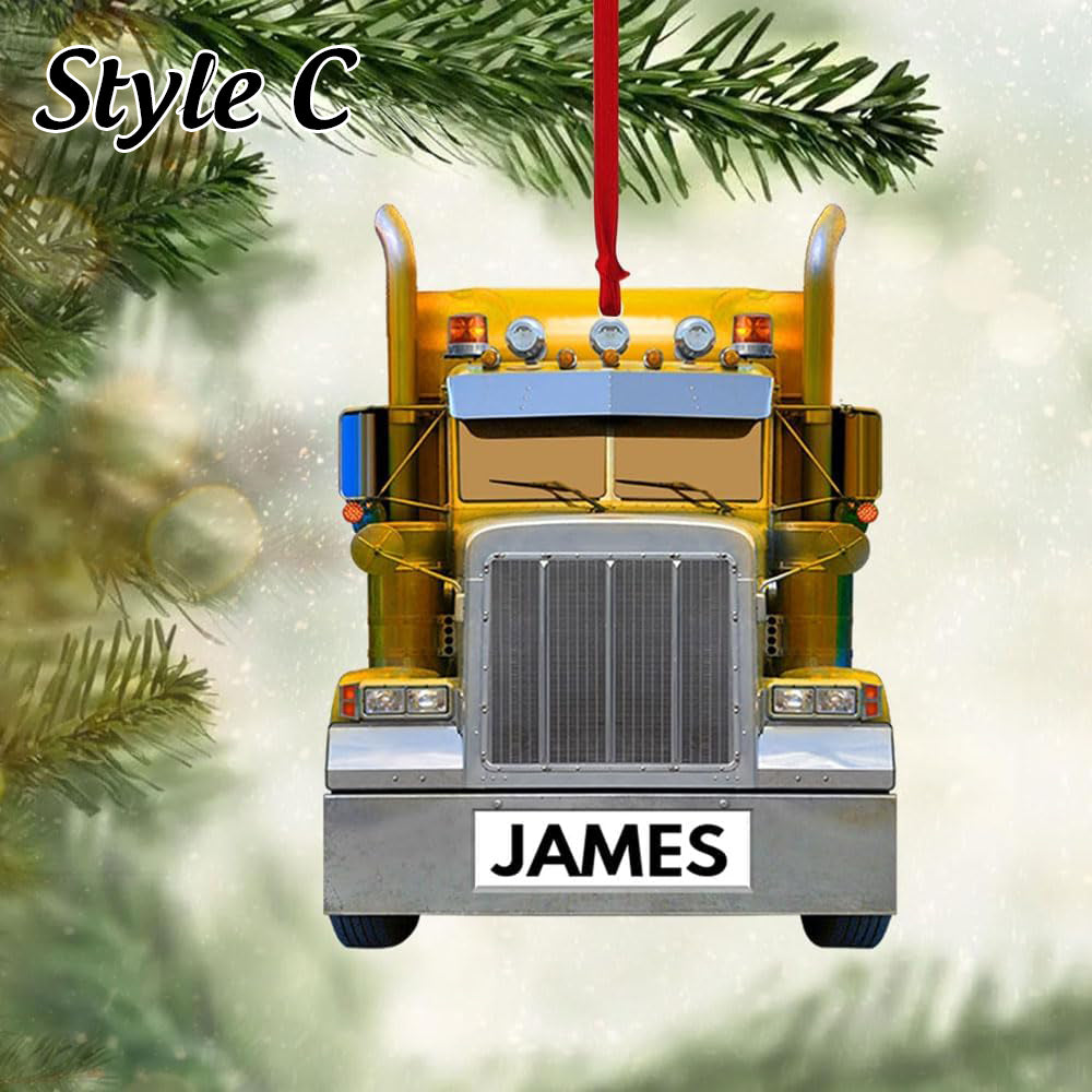 Personalized Christmas Ornament, Christmas Gift for Trucker, Truck Car Vehicle Christmas Ornament, Truck Ornament with Custom Name, Truck Christmas Ornament, Car Hanging Gifts