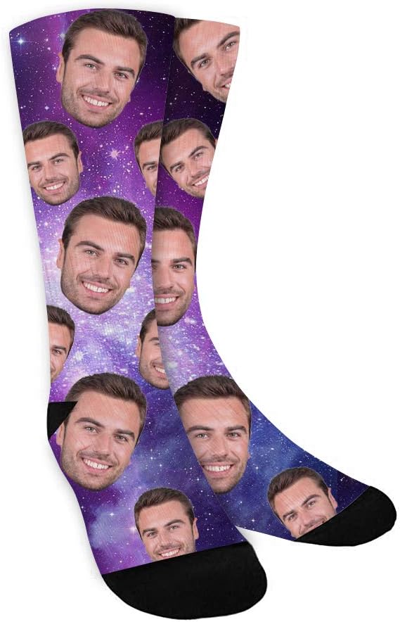 Custom Face Socks with Picture, Personalized Socks with Photo Customized Unisex Funny Crew Sock Gifts for Men Women