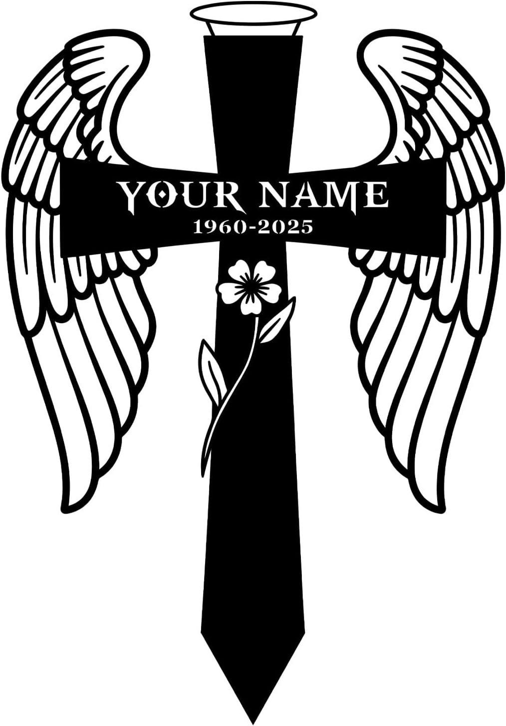 Personalized Cross Praying Hand Memorial Sign, Grave Marker Metal, Traditional Style, Remembrance, Customizable, Garden, Cemetery Stake, Loss of Loved One Sympathy, in Memory of Gifts