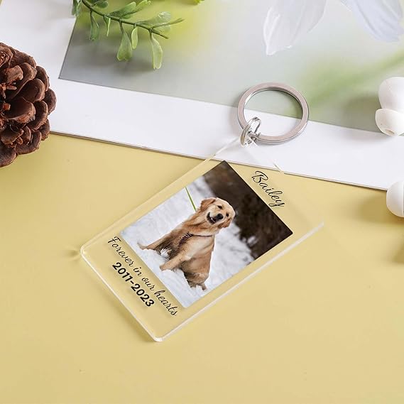 Personalized Pet Memorial Keychain, Custom Pet Keychain, Personalized Dog Cat Memorial Gift, Pet Lover Pet Loss Gifts