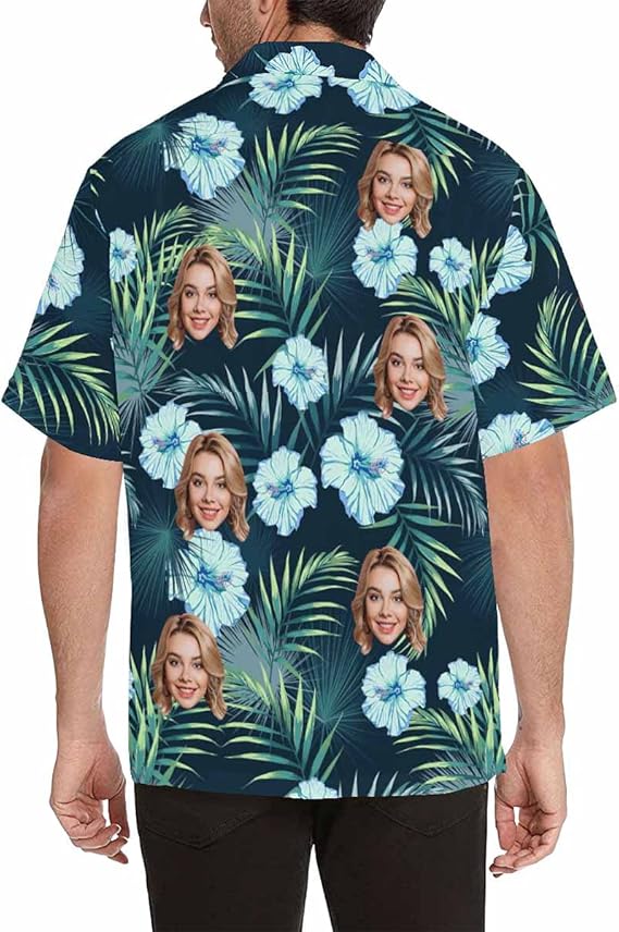 Custom Tropical Floral Hawaiian Shirt with Face for Men Personalized BF Husband s Photo Men Aloha Beach Fruit Flower Shirts