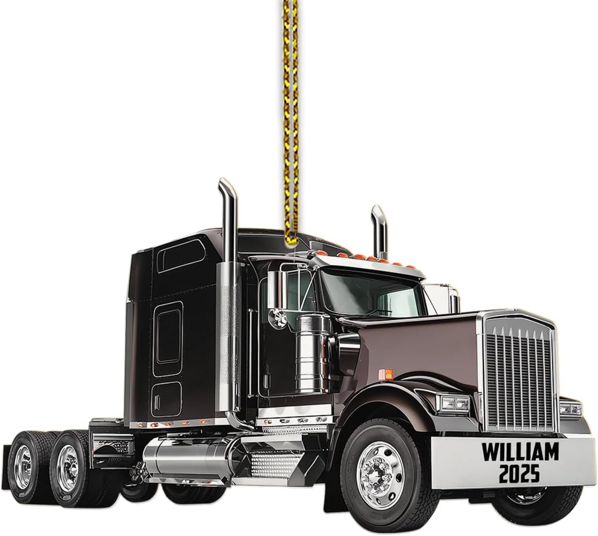 Personalized 2D Flat Printed Truck Christmas Ornament Gifts for Trucker Truck Driver - Trucker Tree Hanging Decoration Gifts for Him Men Husband Friends - Custom Acrylic Ornament