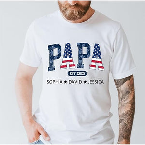 Personalized Dad Shirts Custom Dad Est Shirt with Kids Names Grandpa Papa Shirts Birthday Fathers Day Shirt for Daddy
