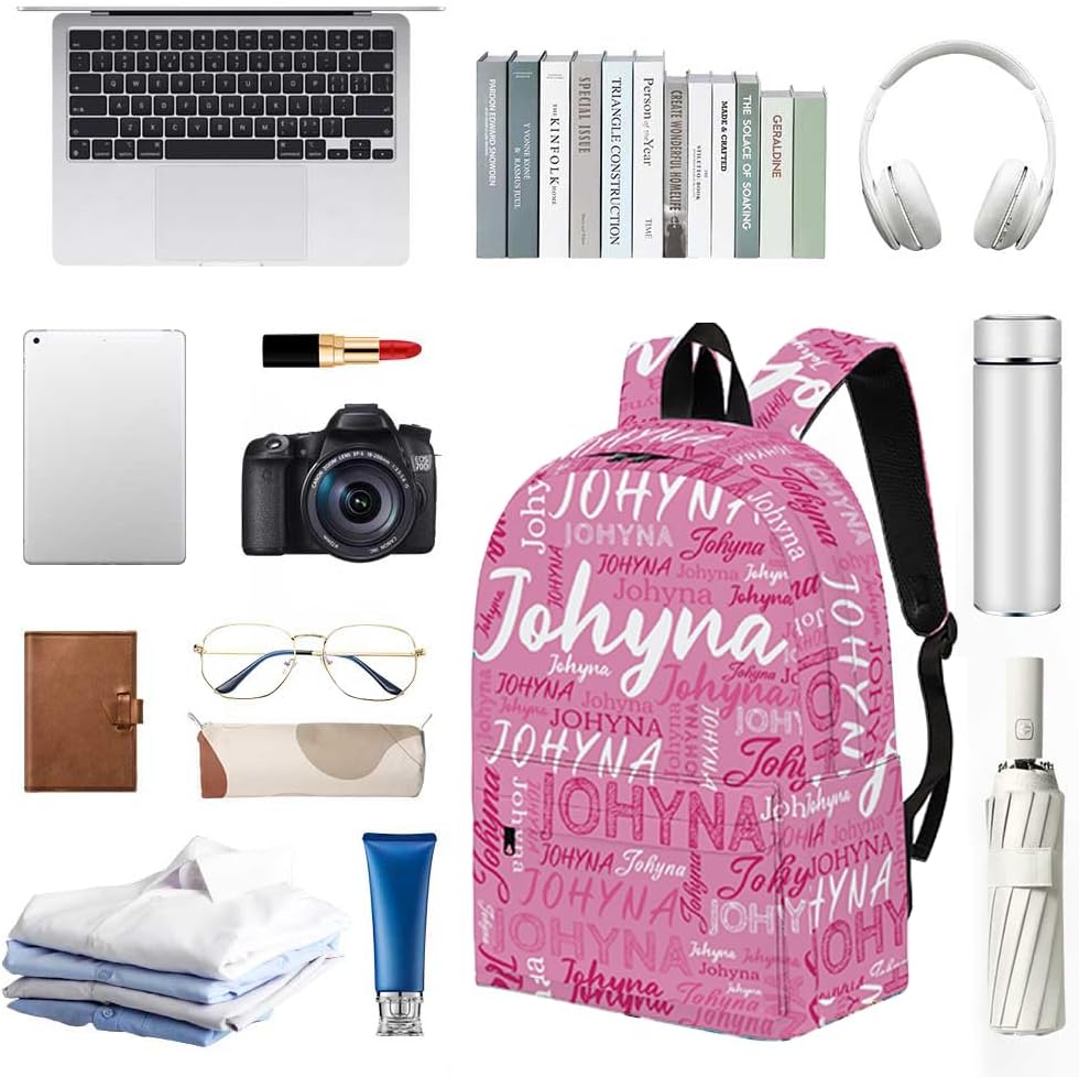 Custom Backpack with Name, Personalized Name School Bag for Boys Girls Men Women, Customized Casual Laptop Backpacks Custom Name and Color