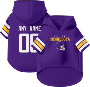 Minnesota Dog Hoodie T-Shirt Pet Clothes Jersey Custom Name and Number Gifts