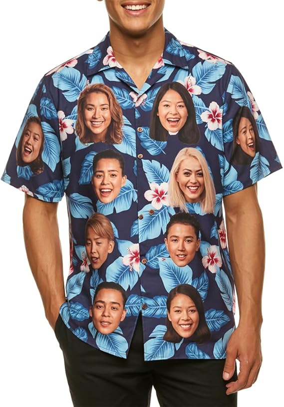 Custom Face Patriotic Short Sleeve Hawaiian Shirt, Personalized Photo Independence Day Hawaiian Shirt, Shirt for Men