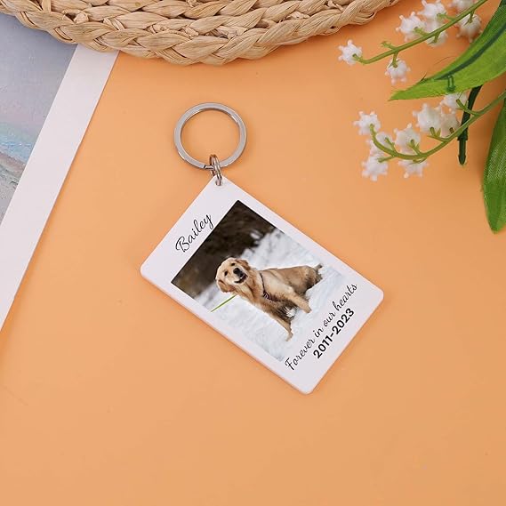 Personalized Pet Memorial Keychain, Custom Pet Keychain, Personalized Dog Cat Memorial Gift, Pet Lover Pet Loss Gifts