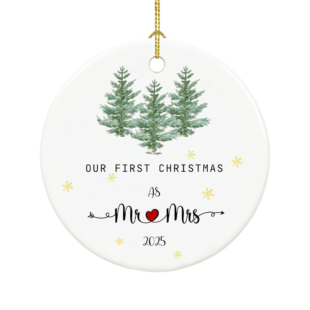 First Christmas Married Custom Years as Mr&Mrs Ceramic Newlywed Keepsake, Mr & Mrs Christmas Ornament, Wedding, Christmas Decoration