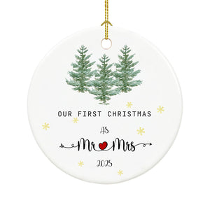 First Christmas Married Custom Years as Mr&Mrs Ceramic Newlywed Keepsake, Mr & Mrs Christmas Ornament, Wedding, Christmas Decoration