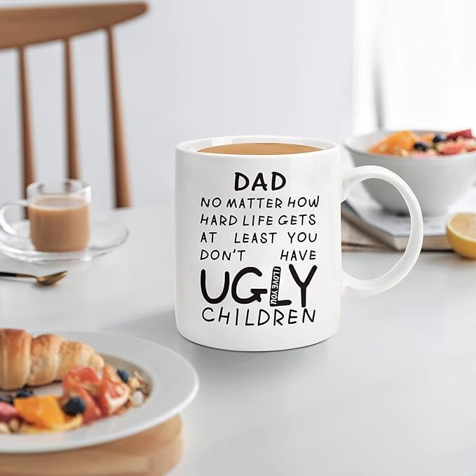 Fathers Day Dad Gifts from Daughter Son Wife, Funny Coffee Mug for Dad,Unique Fathers Day Present Idea for Daddy Husband Men Him,Heartwarming Retirement Anniversary Birthday Gifts for Papa Stepdad