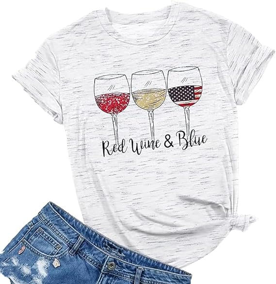 4th of July Shirts Women American Flag Patriotic T-Shirts USA Star Stripes Graphic Tee Tops