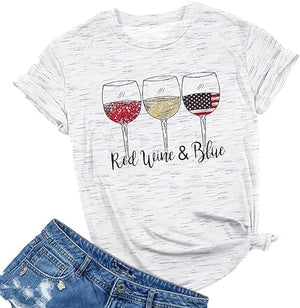 4th of July Shirts Women American Flag Patriotic T-Shirts USA Star Stripes Graphic Tee Tops