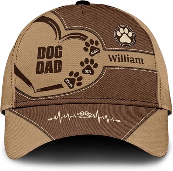 Best Dog Dad Ever Personalized Dad Baseball Cap with Dog Names Custom Baseball Cap for Fathers Day, Birthday, Daddy, Grandpa Gift