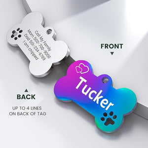 Dog Tags - Personalized Dog Tags with Lovely Icons, Durable Stainless Steel Pet ID Tags for Small Large Dogs Cats, Custom Dog Name Tags Engraved on Both Sides